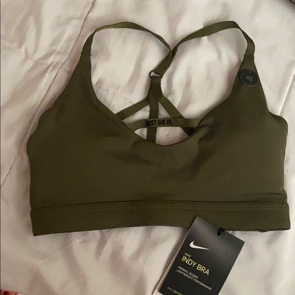 olive green nike sports bra